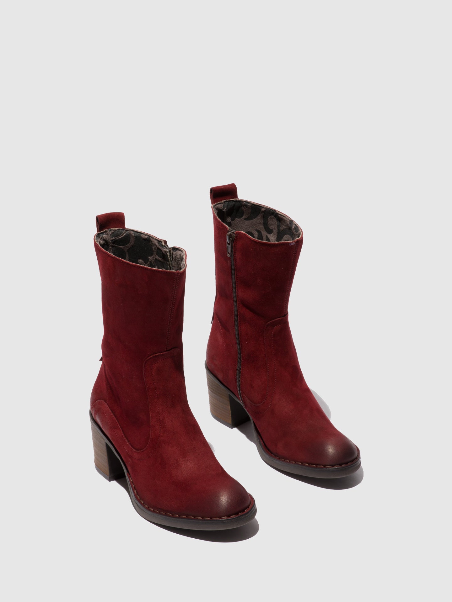 Fly London Zip Up Ankle Boots BORE072FLY RANCH DK. RED
